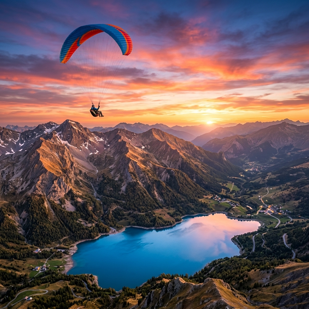 Vol en parapente au-dessus du Val d'Allos avec vue sur les Alpes